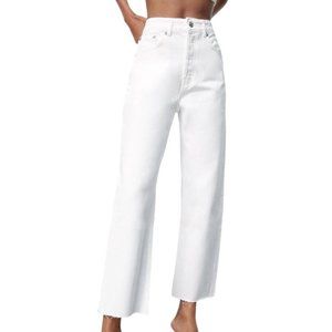 ZARA  CROPPED WHITE JEANS SIZE 2  3643/134/250